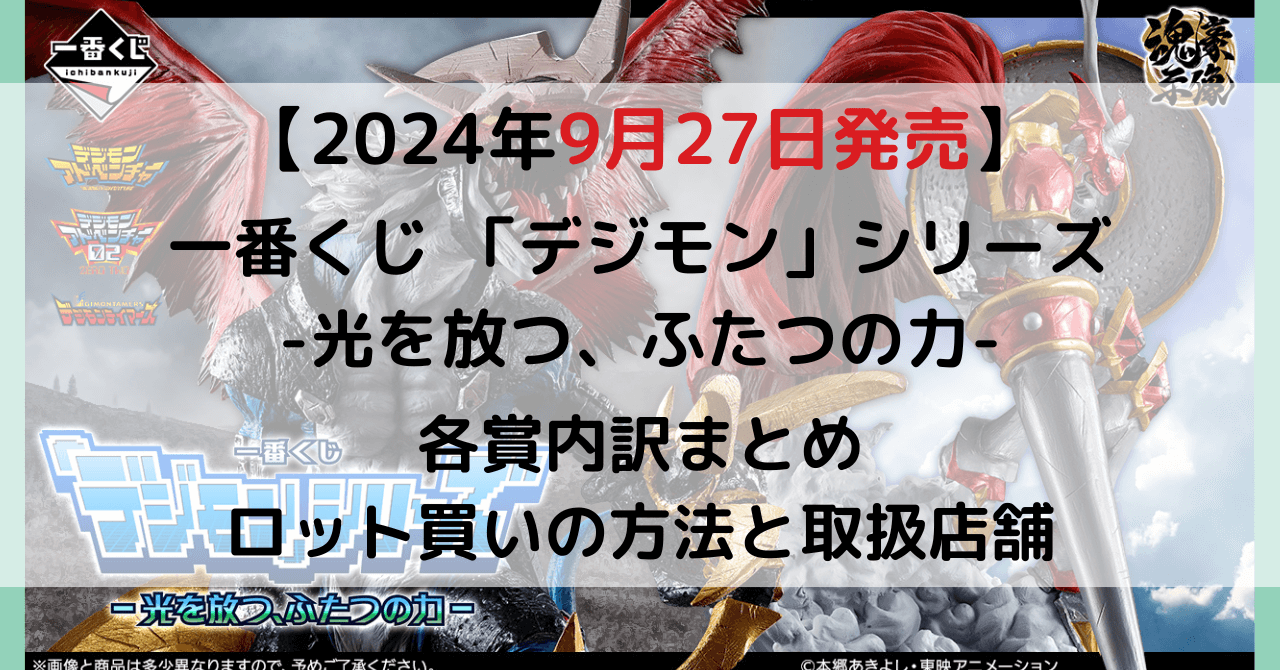 一番くじ 「デジモン」シリーズ -光を放つ、ふたつの力-のアイキャッチ画像